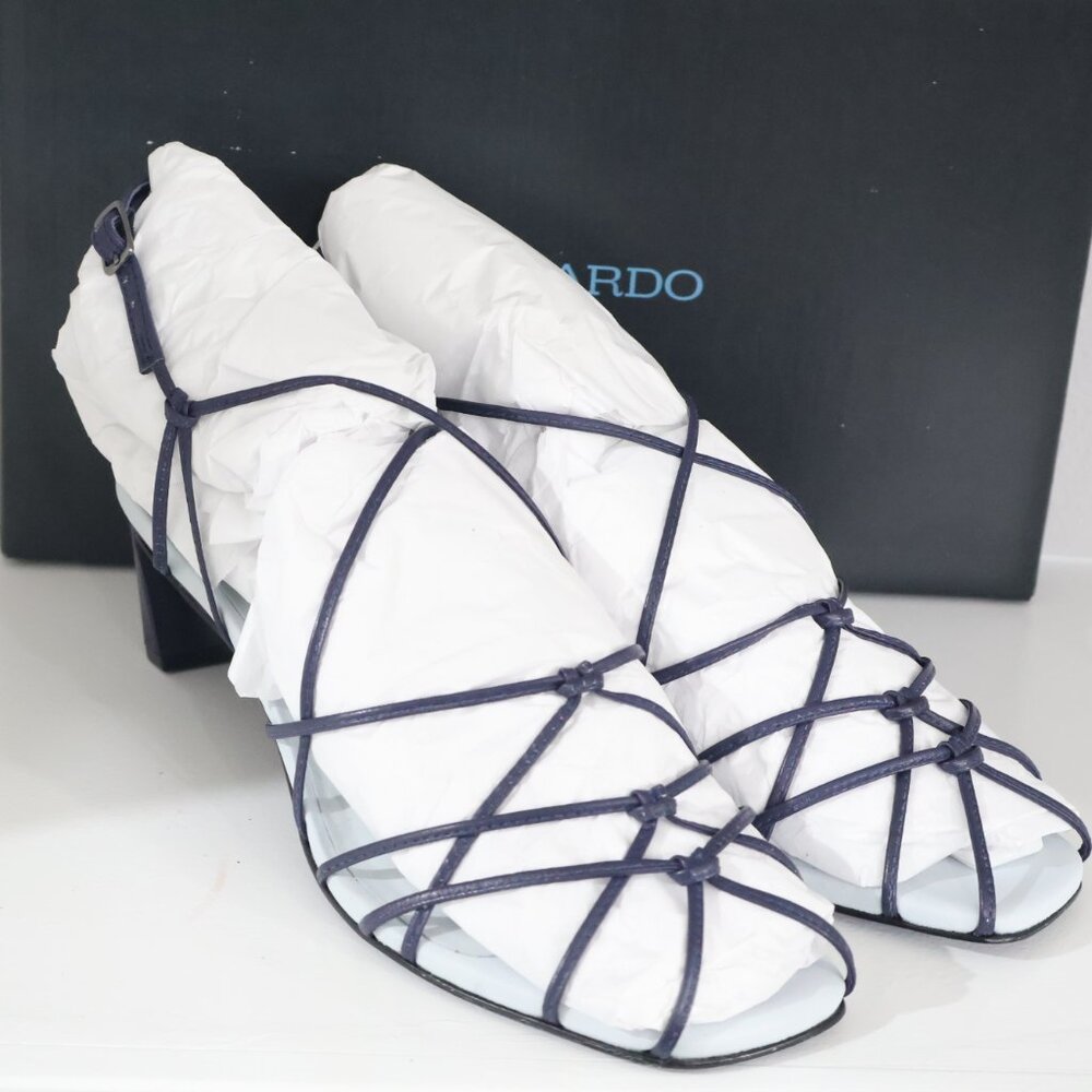Bernardo Catrina Leather Strappy Heels Made in Brazil Midnight/Navy 2.25in Heel